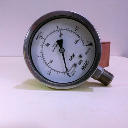 Pressure Gauge, 232.54, 0-400 mbar, Dail Size 4”, wika, Made in USA