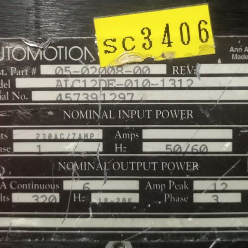 Automation Servo Drive ALC12DE-010-1312, 05-02008-00, Automation USA